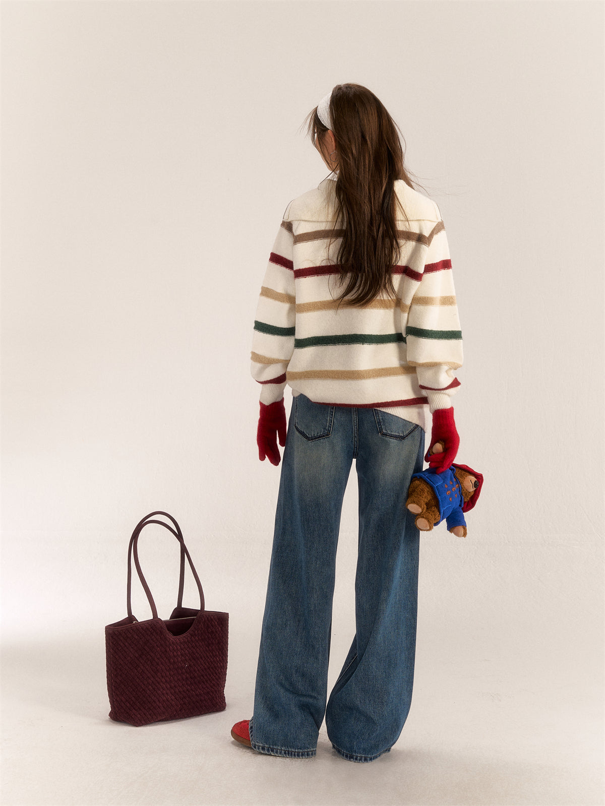 AsGony ASG24569 Color Stripe Sweater