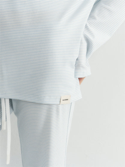 16DEWS 16D26028&amp;16D26029&amp;16D26030 Striped round neck top+tank top+micro flared casual pants