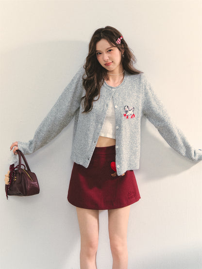 AsGony ASG25319 Puppy long sleeved knitted cardigan