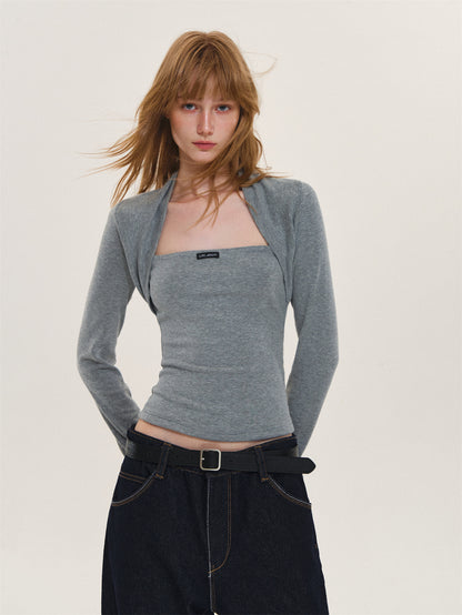 Asgony ASG26612 Faux-Layered Long-Sleeve Top
