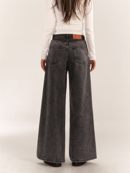 AsGony ASG24547 straight wide leg high waist jeans set