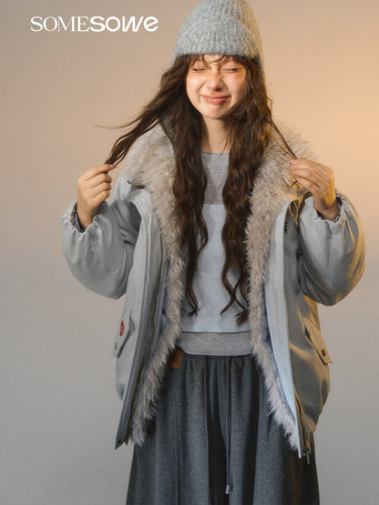 SOMESOWE S2508258 Detachable fur collar down jacket
