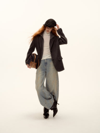 AsGony ASG25500 Fake two piece woolen jacket