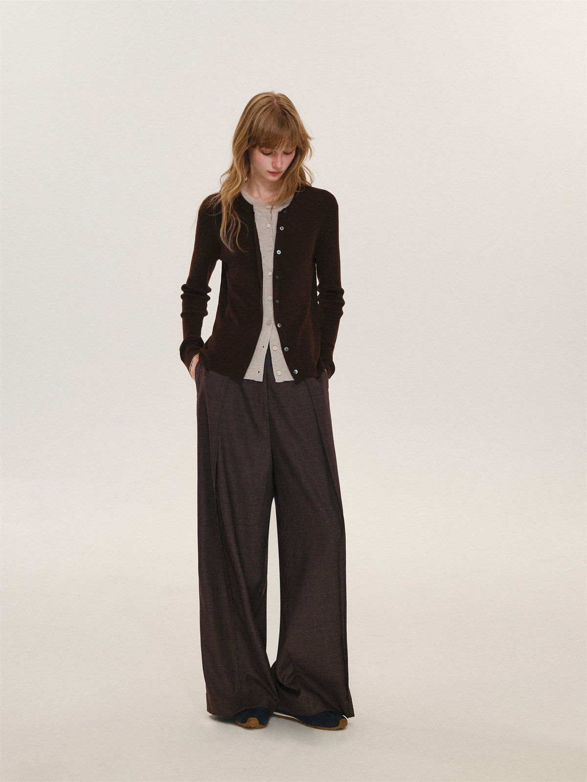 Asgony ASG26619 Faux-Layered Knit Cardigan