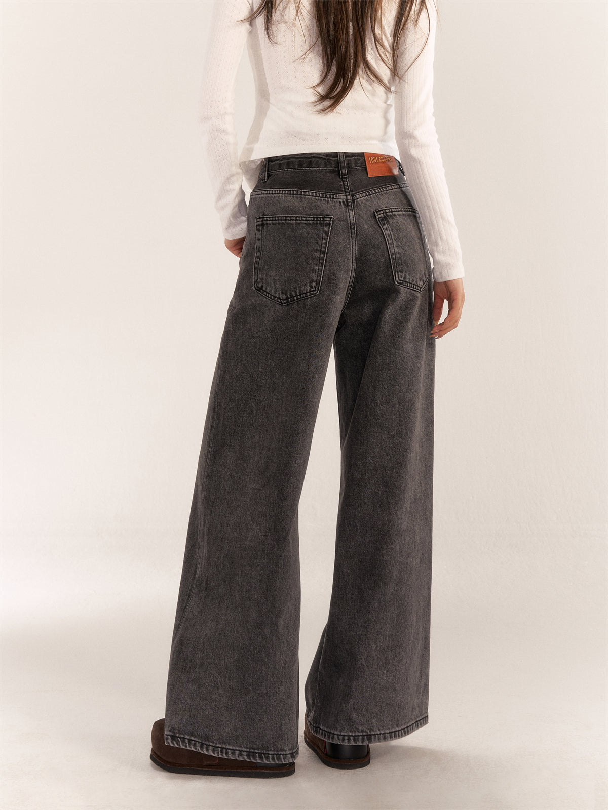 AsGony ASG24547 straight wide leg high waist jeans set