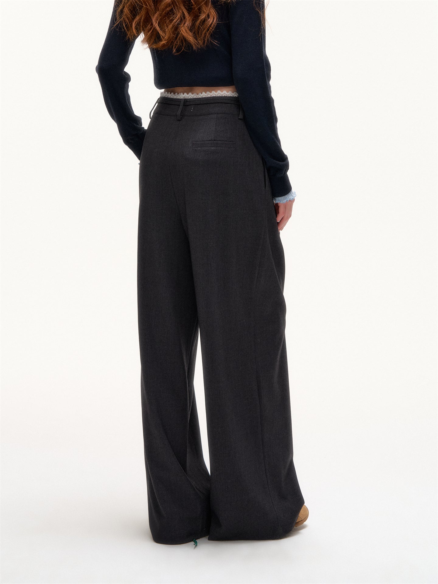 AsGony ASG25394 Lace patchwork drawstring loose pants