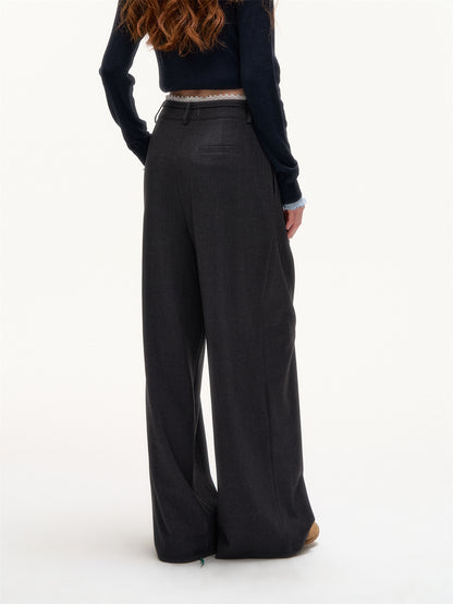 AsGony ASG25394 Lace patchwork drawstring loose pants