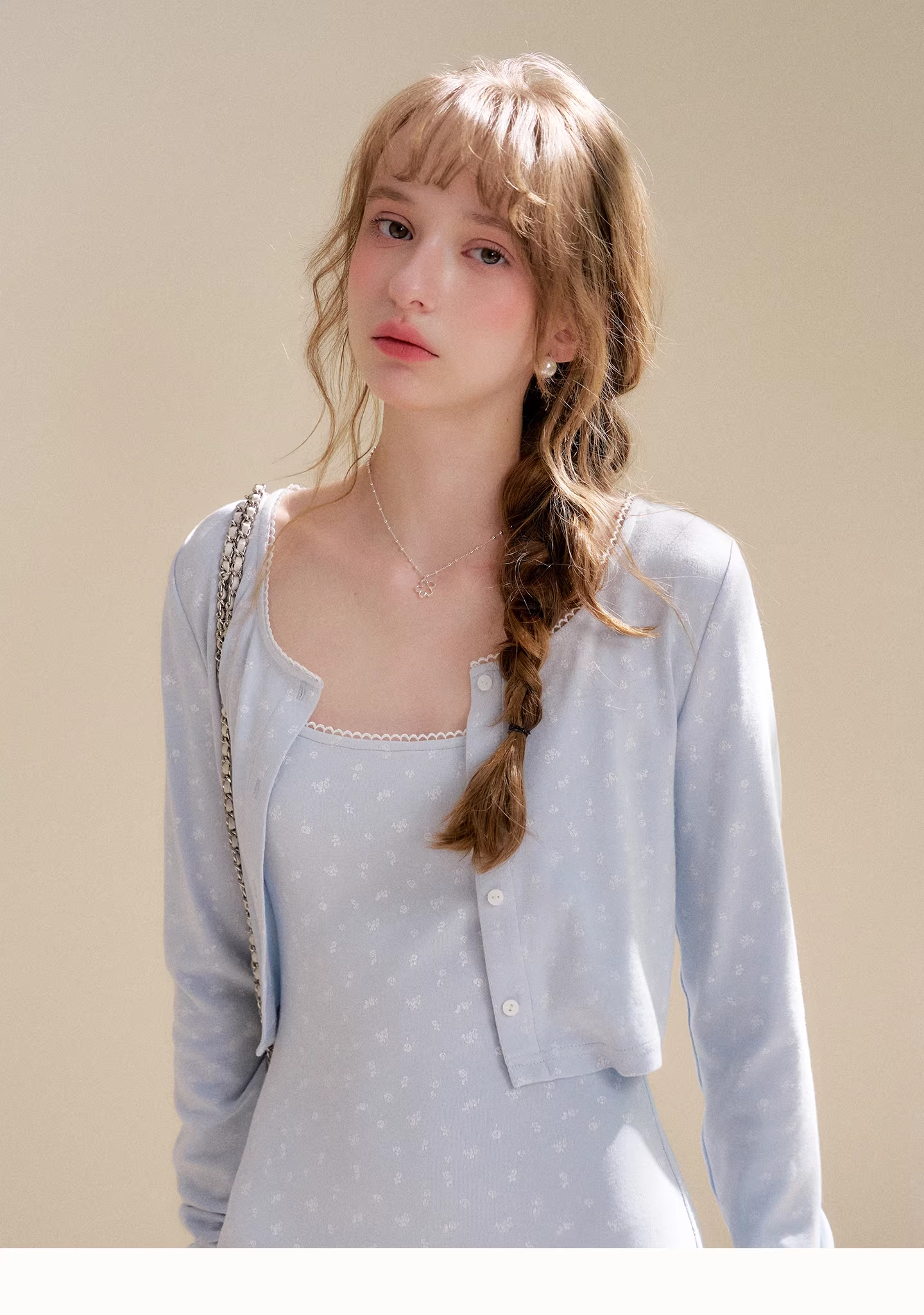 Kroche KZY2069&amp;KZY2070 Lace patchwork knit sweater + dress
