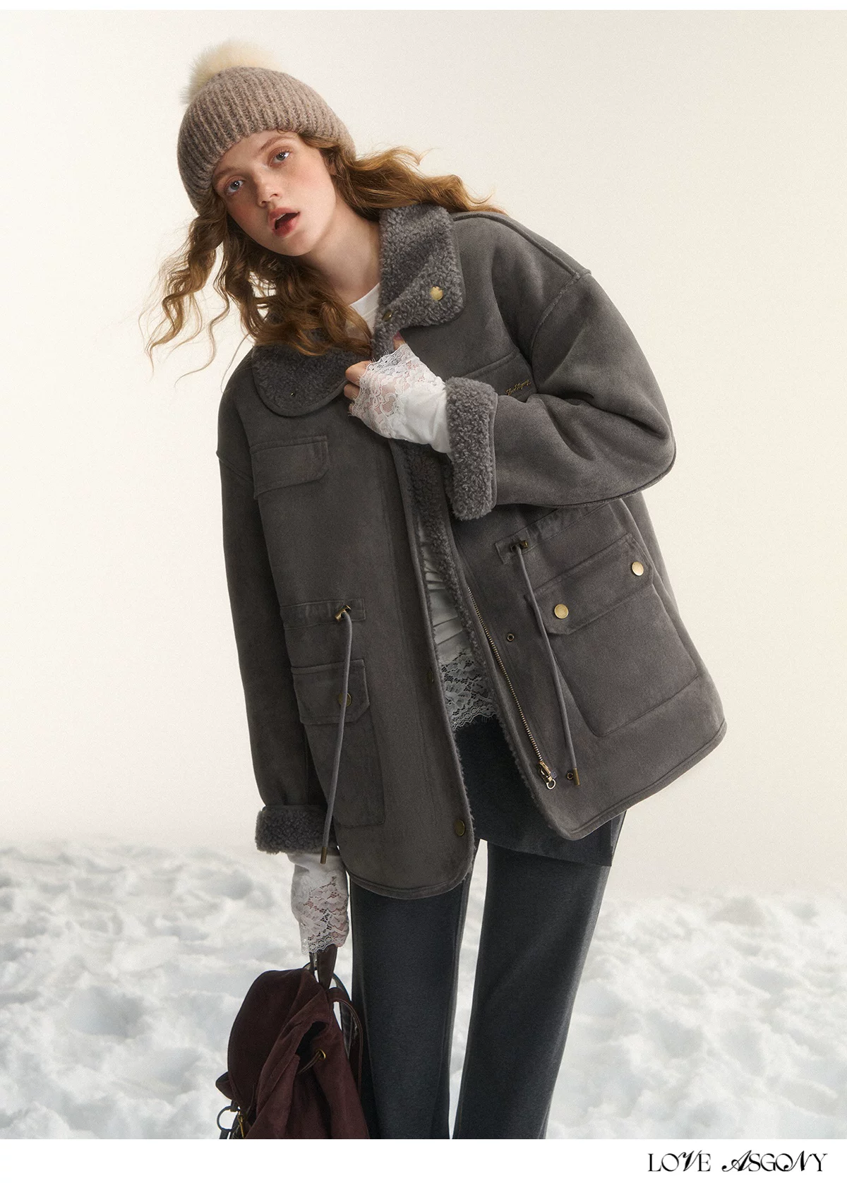 AsGony ASG25528 Reversible Thick Biker Jacket（2color)