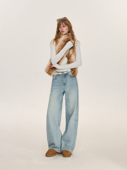 Asgony ASG26611 Strap-Detail Faux Fur Vest