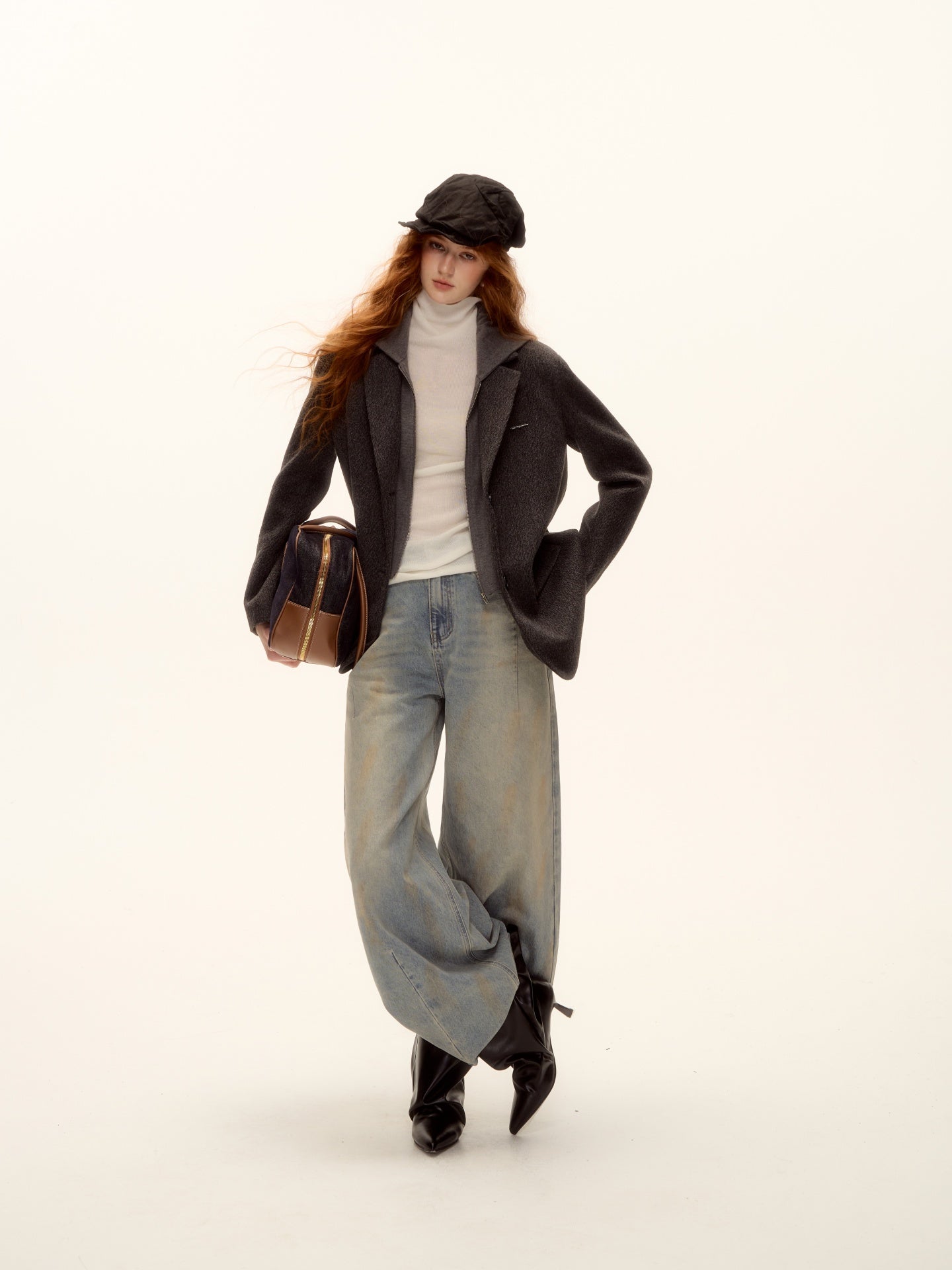 AsGony ASG25500 Fake two piece woolen jacket