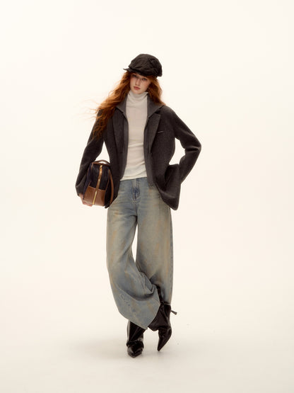 AsGony ASG25500 Fake two piece woolen jacket