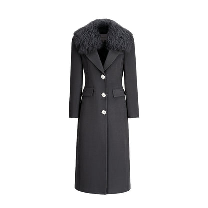 SHEERLUCK SLDY25503 Wool collar diamond button slim fit coat