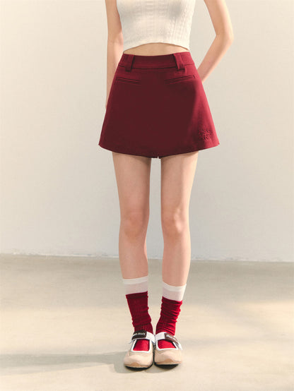 AsGony ASG25320 Embroidered pocket skirt