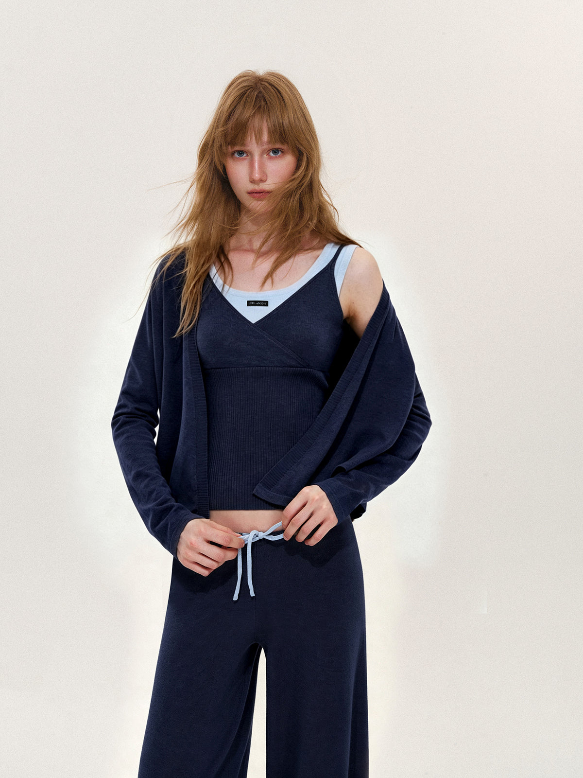 Asgony ASG26636&amp;ASG26637&amp;ASG26638 Faux-Layered Knit Set