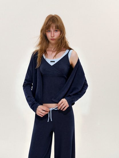 Asgony ASG26636&amp;ASG26637&amp;ASG26638 Faux-Layered Knit Set