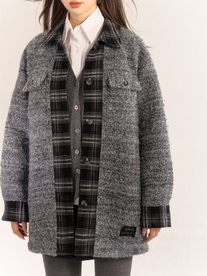 AsGony ASG24527 Tweed Grey Coat