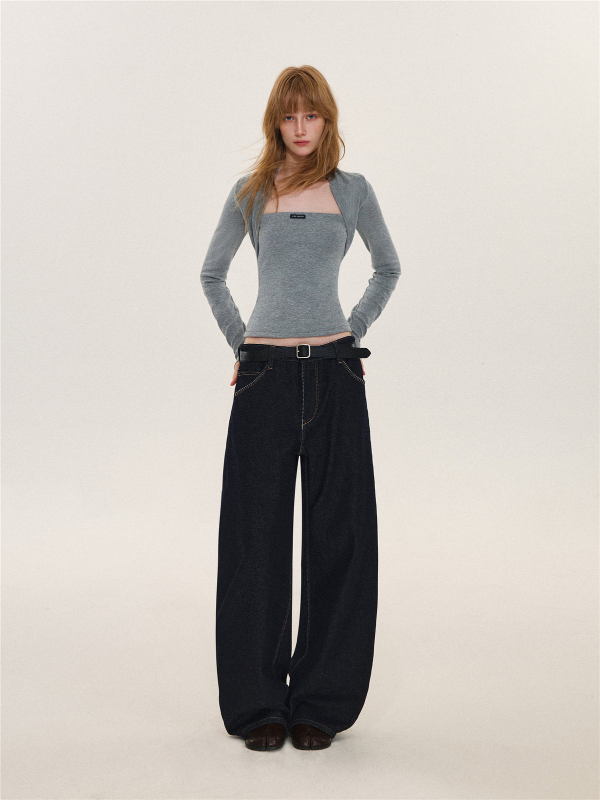 Asgony ASG26612 Faux-Layered Long-Sleeve Top
