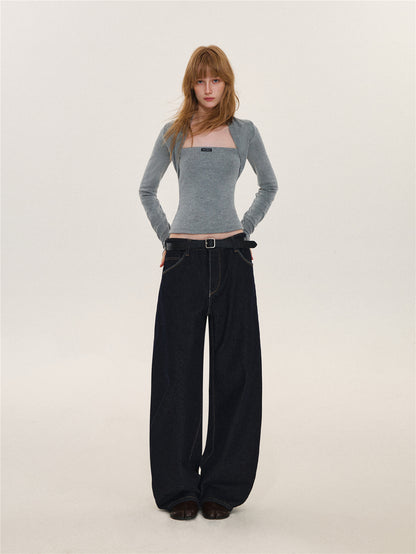Asgony ASG26612 Faux-Layered Long-Sleeve Top