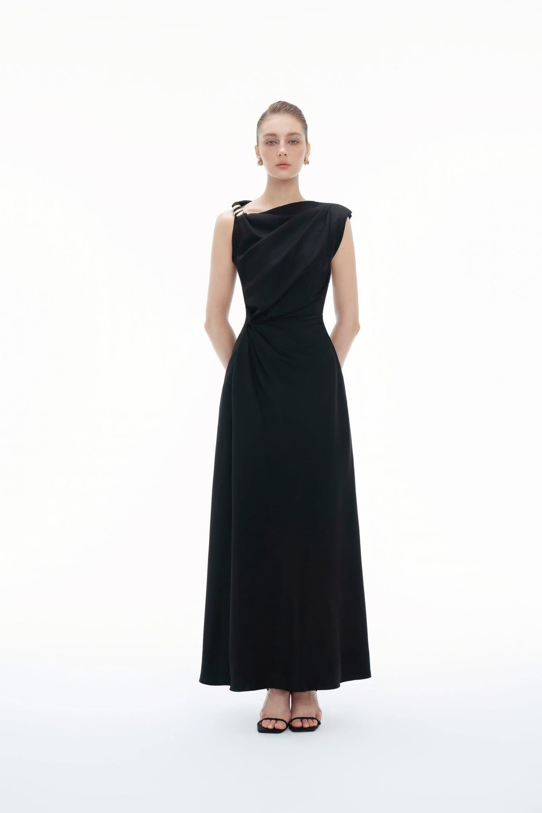 BYDENIO Twisted midi drape dress