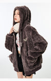 VIA PITTI SALE Brown Hoodie Winter Warm Coat