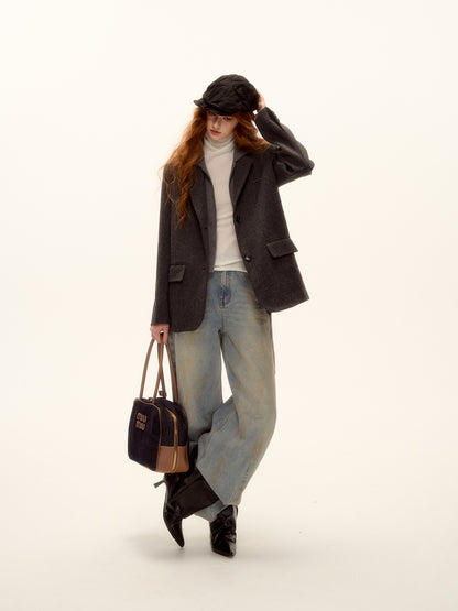 AsGony ASG25462 Pattern curved knife jeans