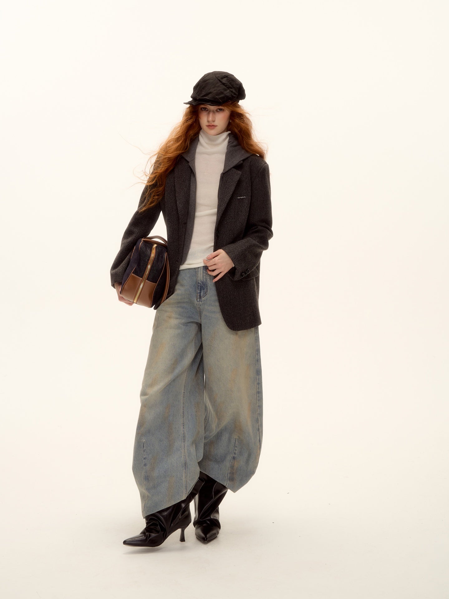 AsGony ASG25500 Fake two piece woolen jacket