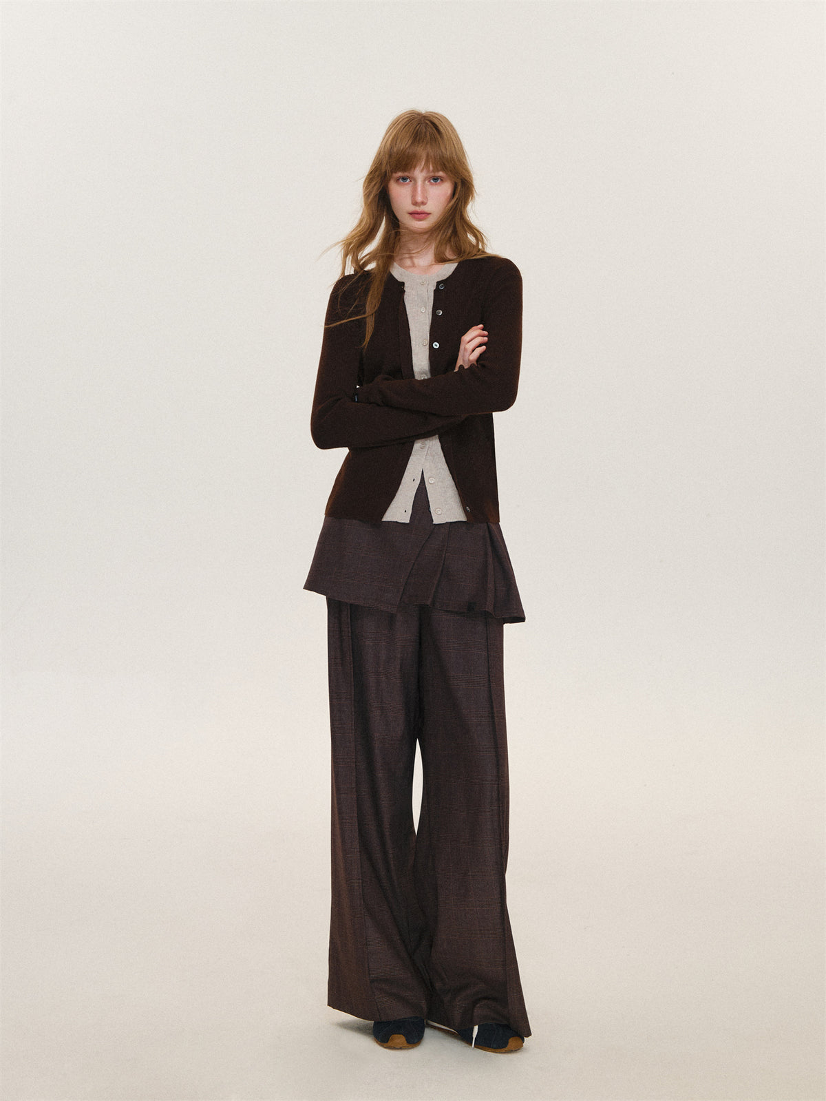 Asgony ASG26619 Faux-Layered Knit Cardigan