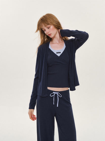 Asgony ASG26636&amp;ASG26637&amp;ASG26638 Faux-Layered Knit Set