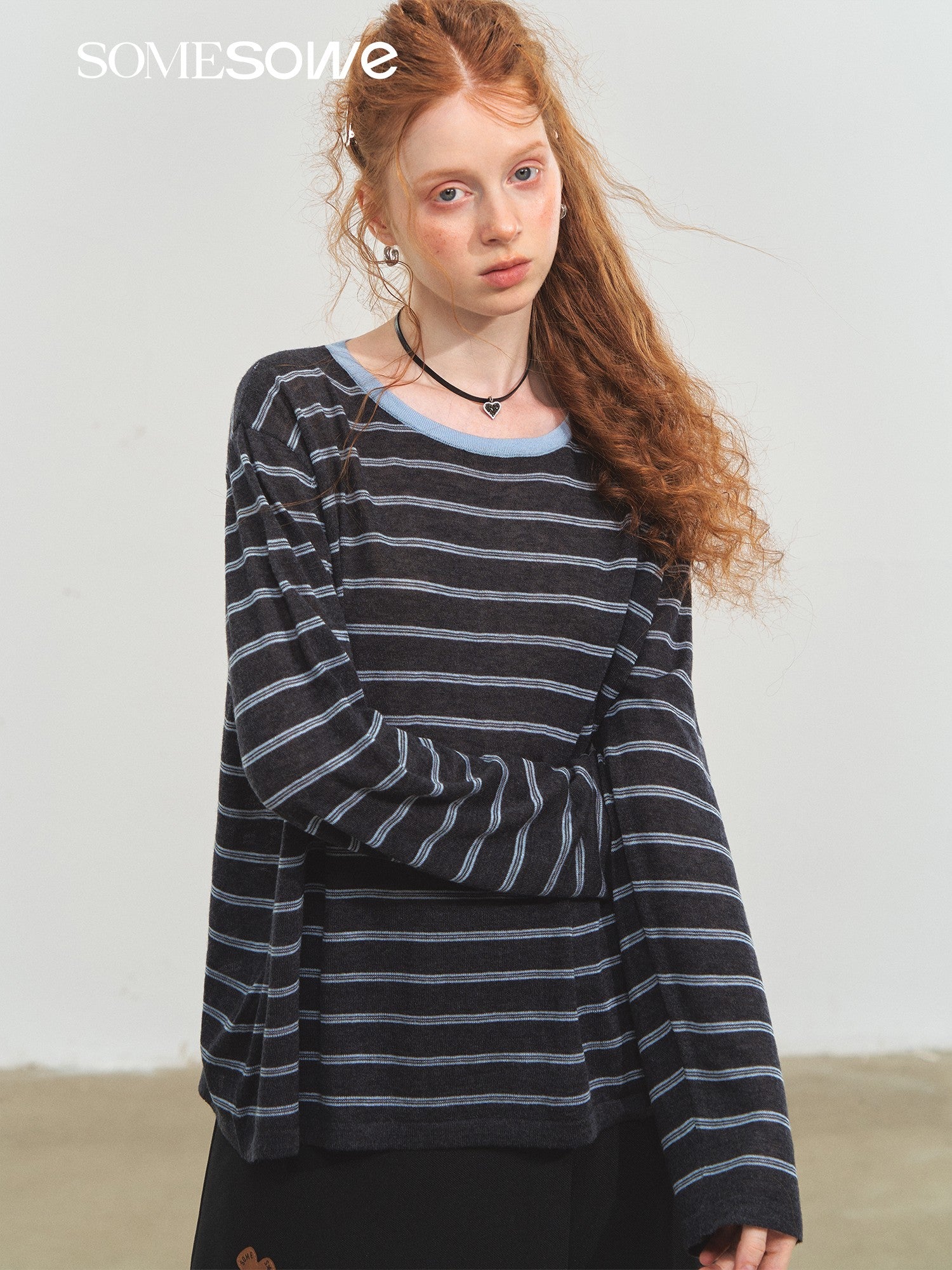 SOMESOWE S2508227 Vintage striped versatile knitted top