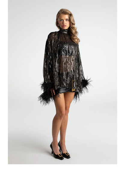 NJ Ostrich hair silk shirt