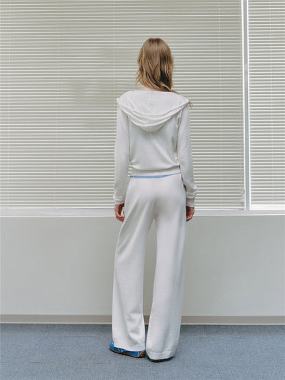 Asgony ASG26502 Contrast Stripe Knit Hooded Cardigan+ASG26503 Camisole+ ASG26504 Straight Pants