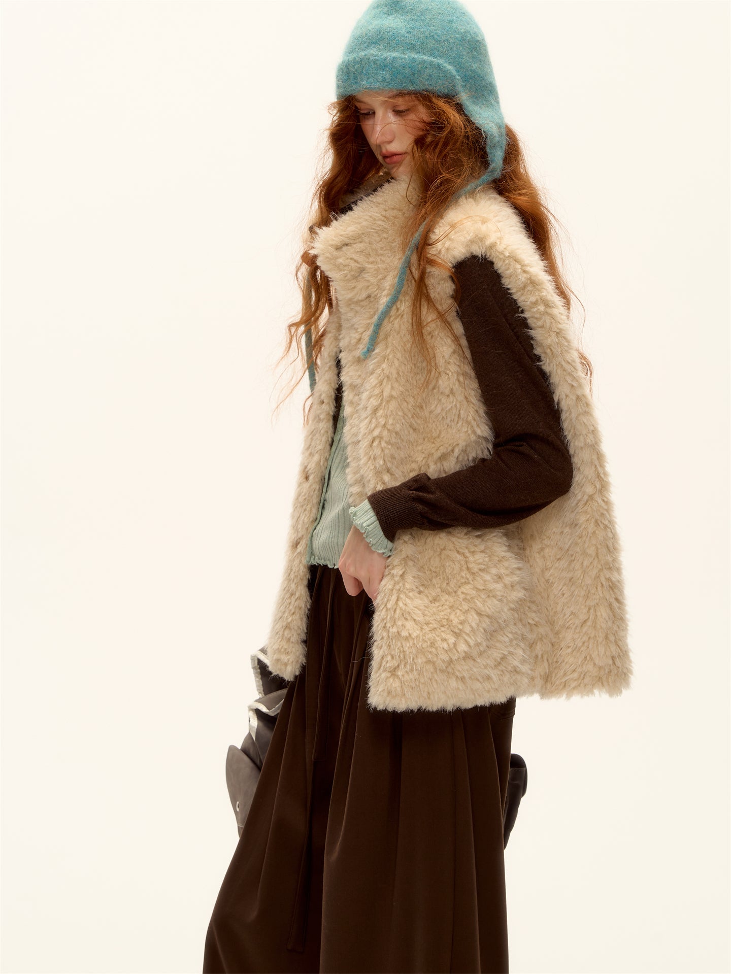 AsGony ASG25468 Double sided plaid plush button vest