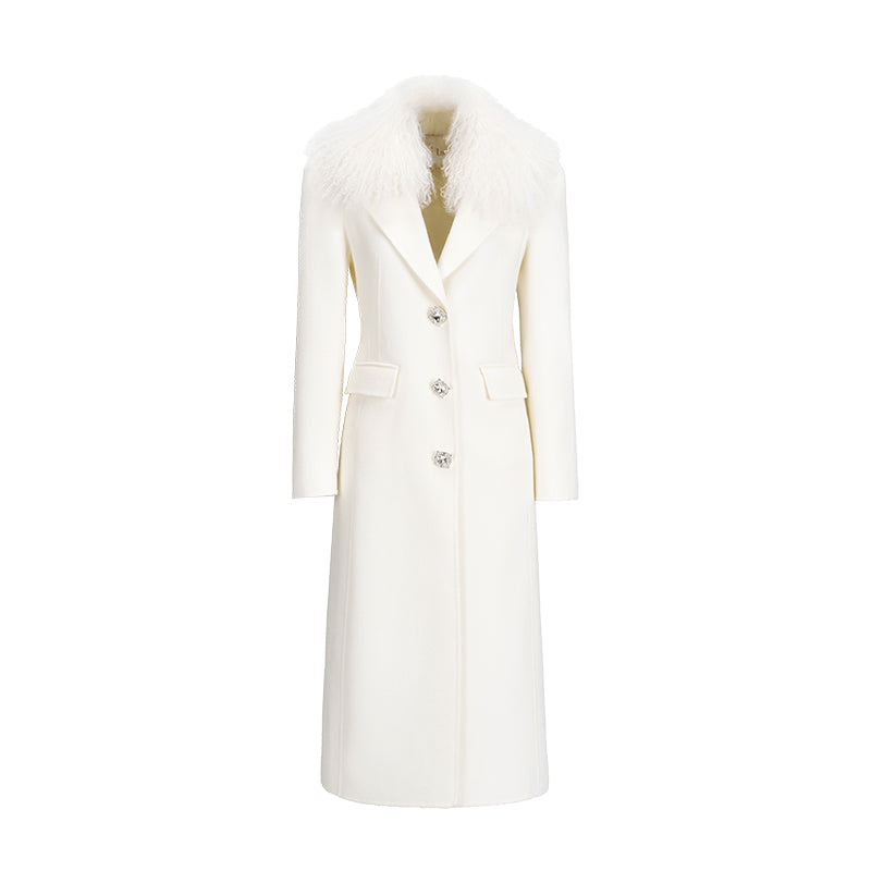 SHEERLUCK SLDY25503 Wool collar diamond button slim fit coat