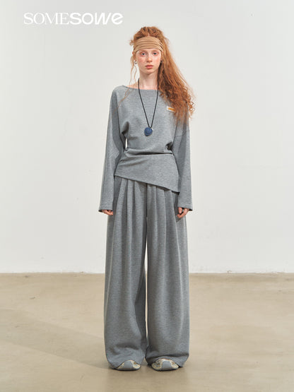 SOMESOWE S2508212&amp;S2508213 Off shoulder irregular top + pants set