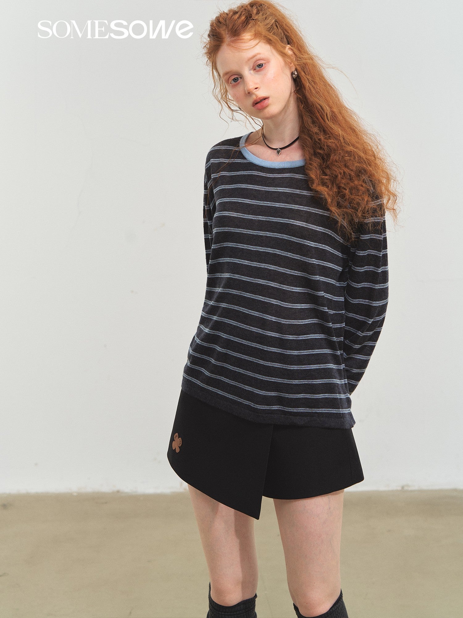SOMESOWE S2508227 Vintage striped versatile knitted top