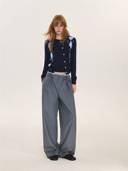 Asgony ASG26616 &amp; ASG26617 Wool Argyle Color-Block Knit Top Set