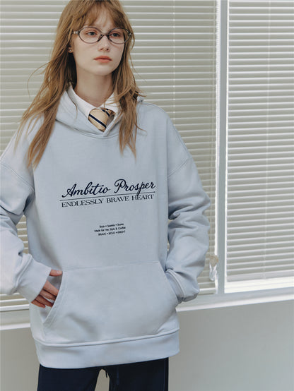Asgony ASG26537 Cotton Hooded Embroidered Pullover Sweatshirt