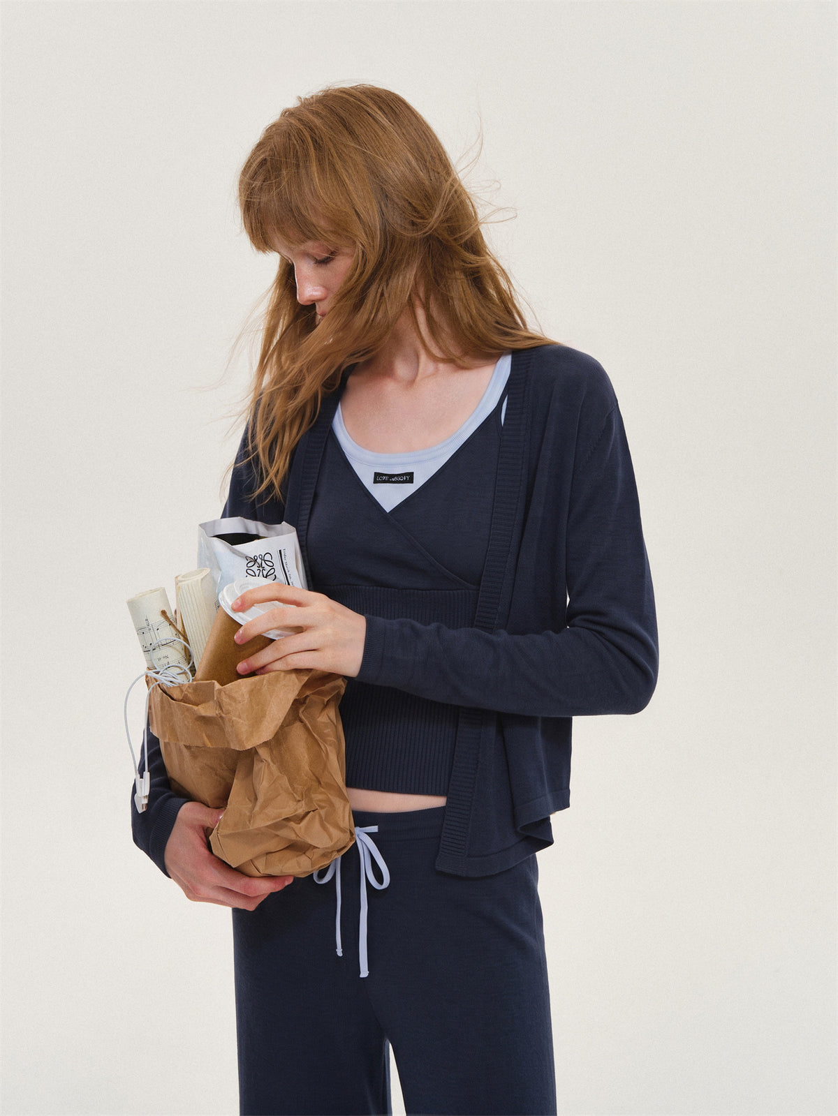 Asgony ASG26636&amp;ASG26637&amp;ASG26638 Faux-Layered Knit Set