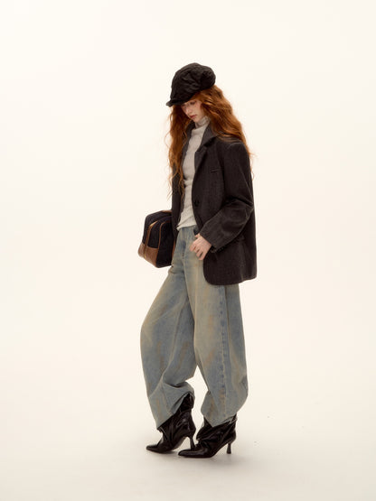 AsGony ASG25500 Fake two piece woolen jacket