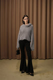 DIANA VEVINA Off-shoulder Grey Sweater