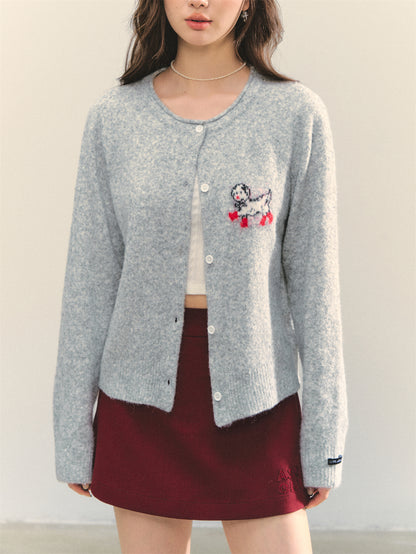 AsGony ASG25319 Puppy long sleeved knitted cardigan