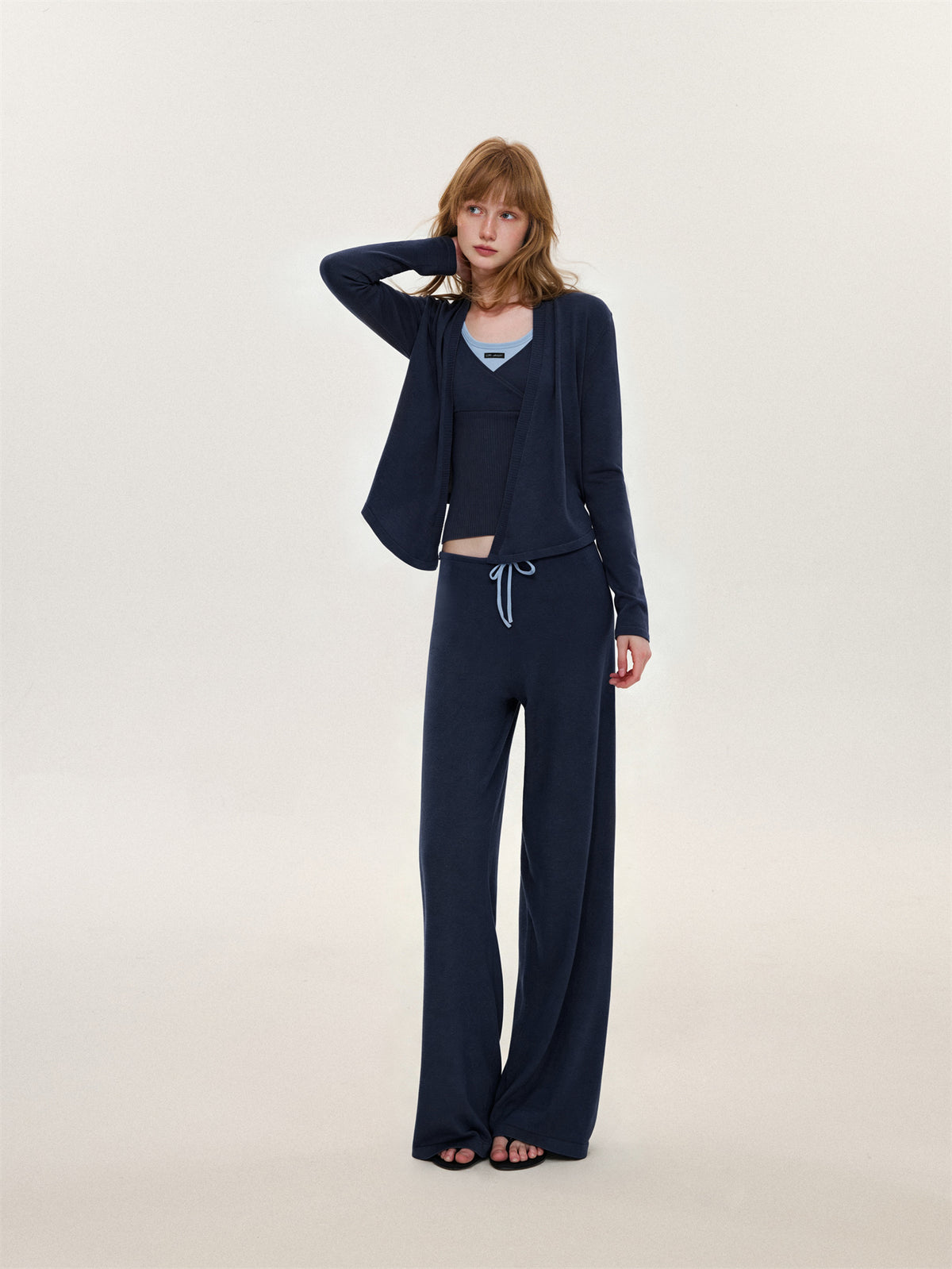 Asgony ASG26636&amp;ASG26637&amp;ASG26638 Faux-Layered Knit Set