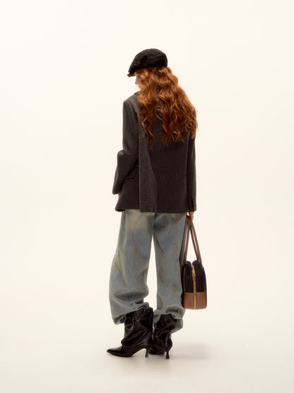 AsGony ASG25500 Fake two piece woolen jacket