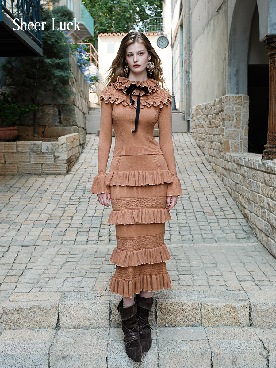 SHEERLUCK SLTZ25502 Vintage lace ruffle edge set