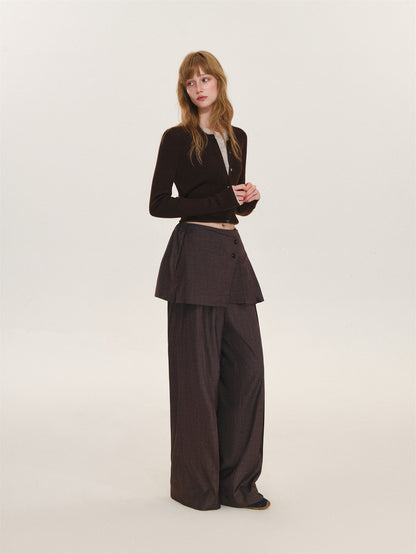 Asgony ASG26619 Faux-Layered Knit Cardigan