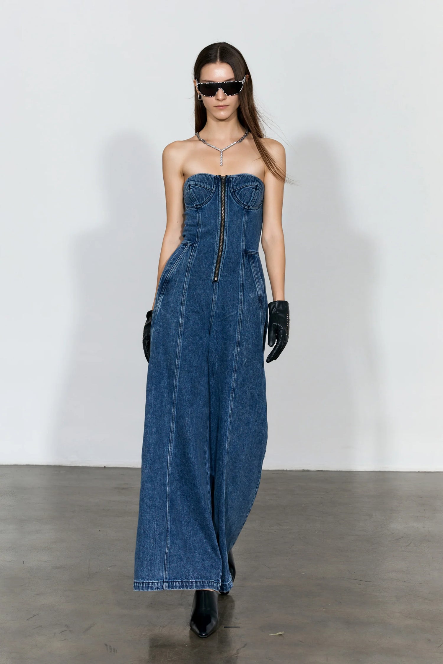 YJ1NGZYZJ Strapless Denim Jumpsuit