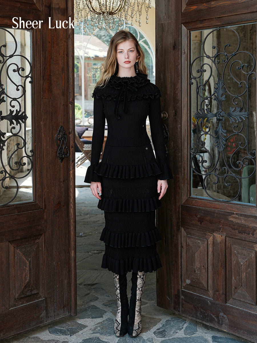 SHEERLUCK SLTZ25502 Vintage lace ruffle edge set