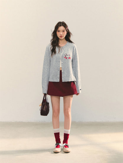 AsGony ASG25319 Puppy long sleeved knitted cardigan