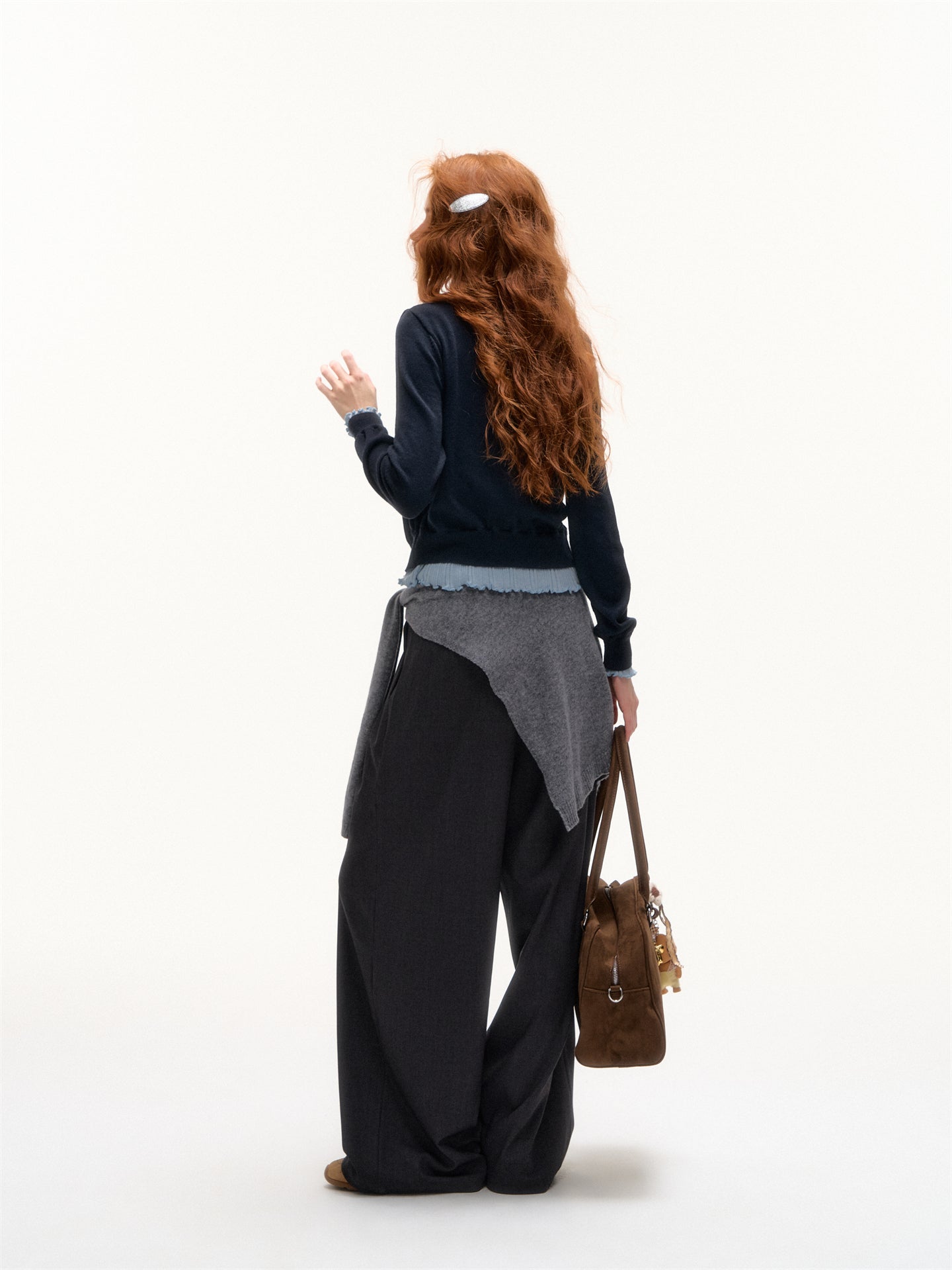 AsGony ASG25394 Lace patchwork drawstring loose pants